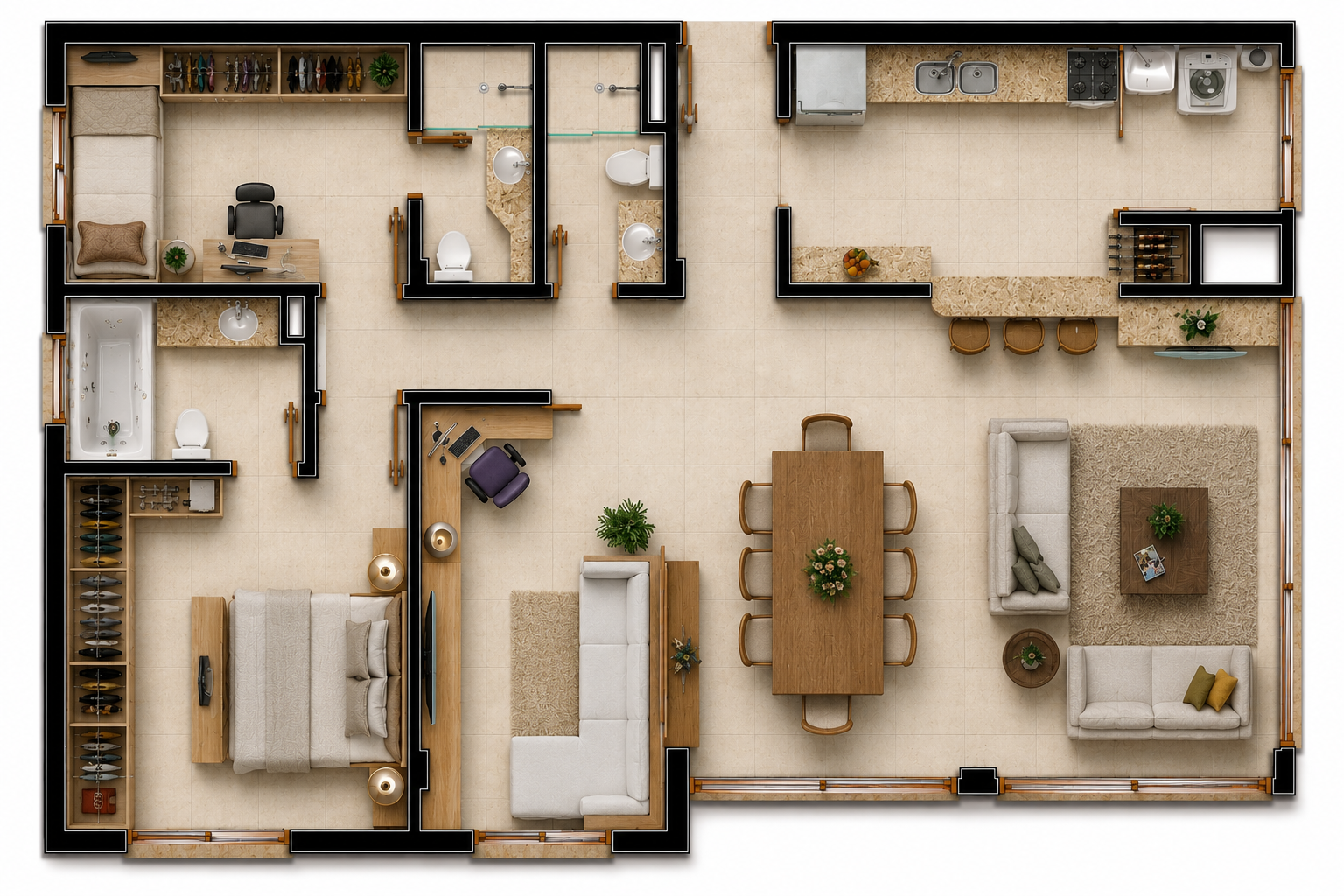 3 Ilha da Madeira Ap. 201 ao 701 – Living Estendido