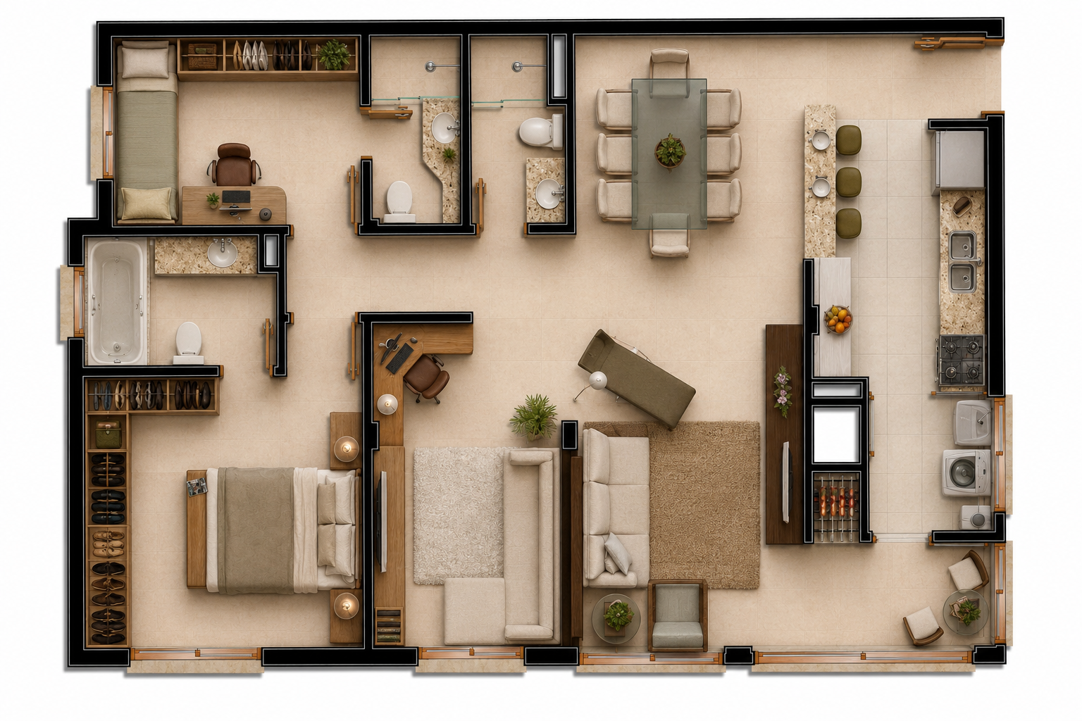 6 Ilha da Madeira Ap. 302 ao 702 – Living Estendido
